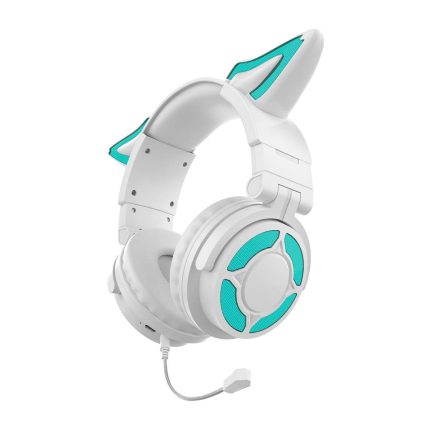 HatsuNeko フォックス耳ゲーミング ヘッド フォン マイク、RGB LED